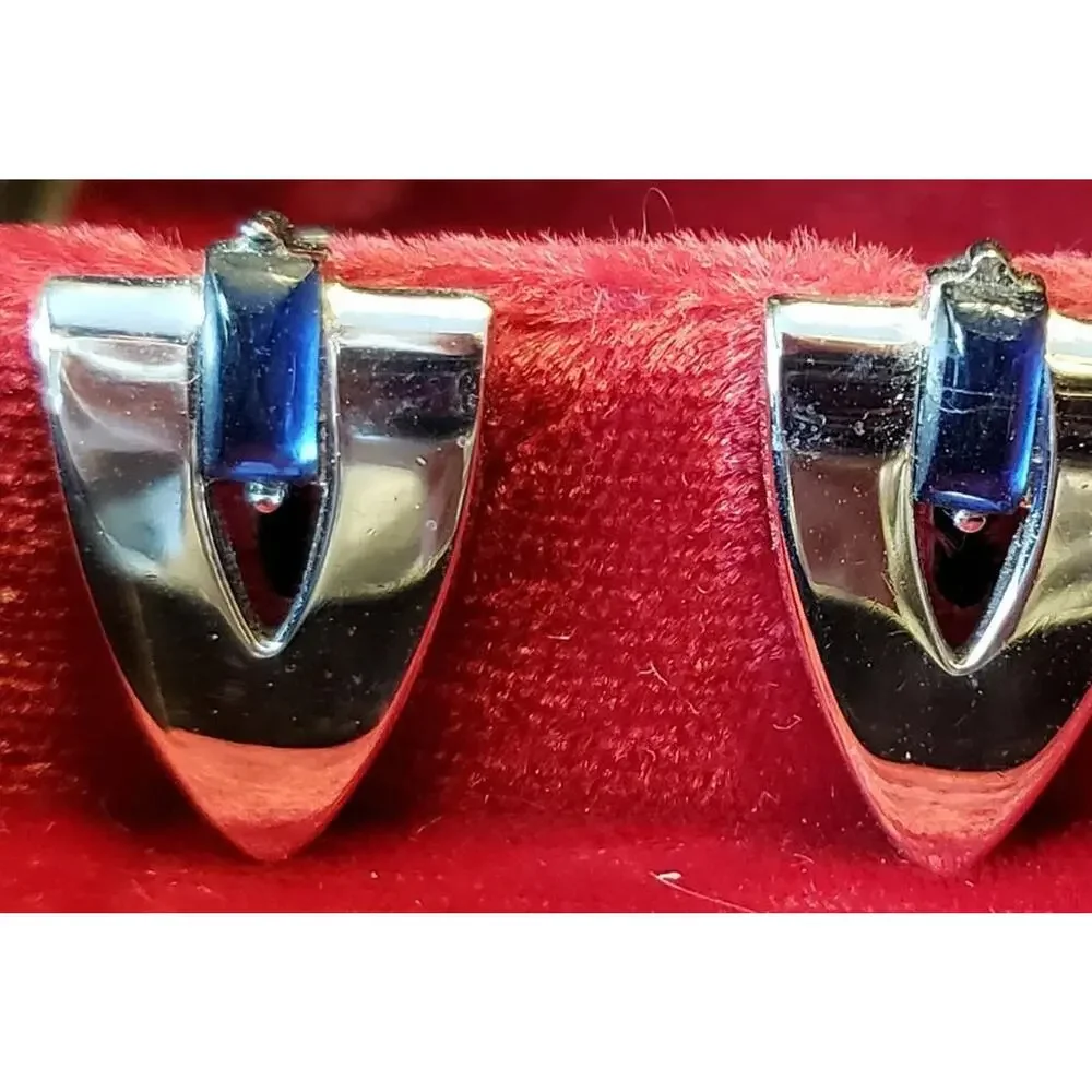 Swank‎ Cuff Links Silver Arrow with Blue Rhinestones- Mid-century Gift cl-